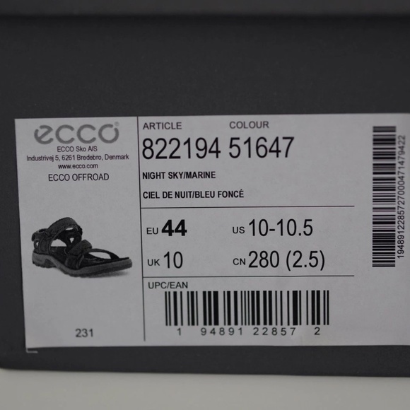 ECCO Offroad Night Sky Marine Sandals EU 44 Men 10 10.5 US